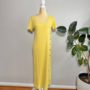 Free People Beach Button Side ribbed knit Maxi t-shirt dress